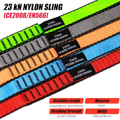 18MM Nylon Climbing Slings Runners 23 kN Strong Webbing Straps for Rock Climbing, Rappelling, Swing, Yoga Hammock etc - color: 1PC Red, size: 24inch/60cm