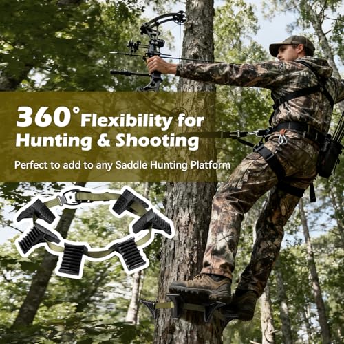 Saddle Hunting Platform Steps, Ultra-Light Ring of Steps for Climbing Bow Hunting with 6 Feet Heavy-Duty Strap & Cam Buckle, Ergonomic Anti-Slip Design - size: 6 Pack