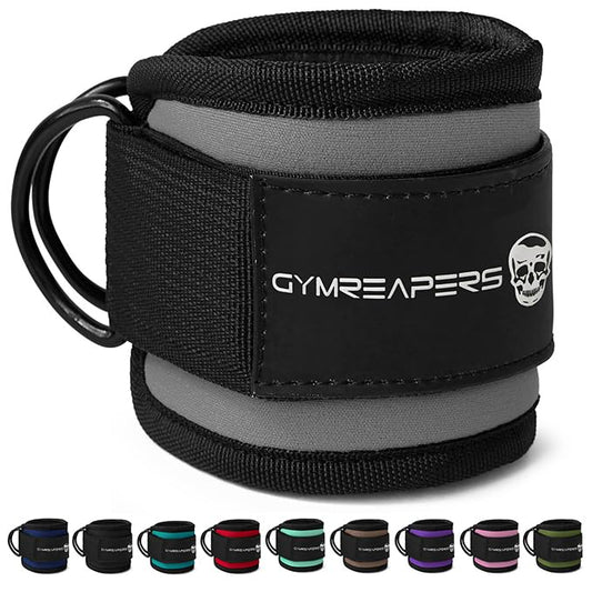 Gymreapers Ankle Straps For Cable Machine Kickbacks, Glute Workouts, Lower Body Exercises - Adjustable Leg Straps with Neoprene Padding - color: Overcast, size: Single