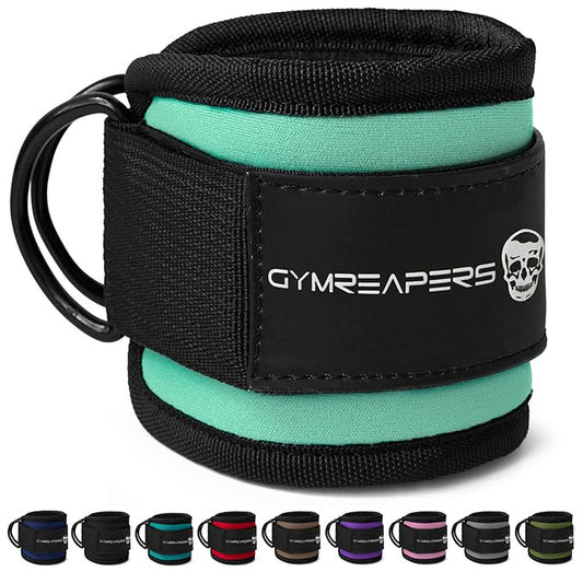Gymreapers Ankle Straps For Cable Machine Kickbacks, Glute Workouts, Lower Body Exercises - Adjustable Leg Straps with Neoprene Padding - color: Mint, size: Single