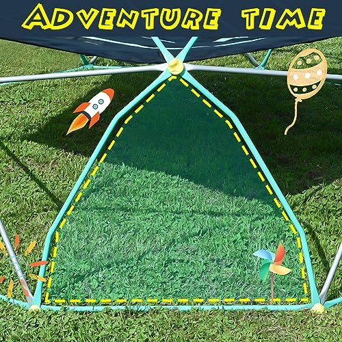 Merax 13FT Climbing Dome with Hammock, Outdoor Geometric Dome Climber | Playground Climber for Kids 3-10 Supporting 1000 lbs, Easy Assembly Play Center Jungle Gym - style: 13FT Green & Silver