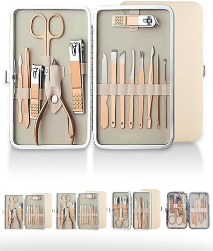 Nail Clipper Manicure Set, 15 in 1 Stainless Steel Professional Pedicure Kit Nail Scissors Grooming Kit with PU Leather Case for Travel & Home Use - size: 15 In 1