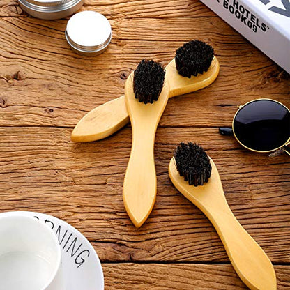 Jovitec 3 Pieces Horsehair Polish Applicator Brush Kit Saddle Soap Shoe Shine Brush Leather Boot Clean Dauber Applicators - color: Wax Yellow