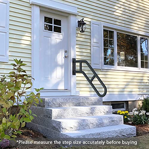 Upgraded Stair Handrails for 1-3 Steps, Handrails for Outdoor Steps | Wall Mount Handrail for Outdoor Grab Bar Frossvt, 27'' Garage, Porch, Garden 1 to 3 Steps Stairs Black - size: 27 inch, style: Bent Black 1 Pack