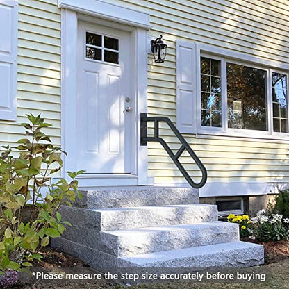 Upgraded Stair Handrails for 1-3 Steps, Handrails for Outdoor Steps | Wall Mount Handrail for Outdoor Grab Bar Frossvt, 27'' Garage, Porch, Garden 1 to 3 Steps Stairs Black - size: 27 inch, style: Bent Black 1 Pack