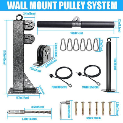 MARSAFIT Fitness Wall Mount Pulley System, Weight Cable Pulley System for Gym, LAT Pull Down and Low Row Cable Machine, Cable Station Equipment