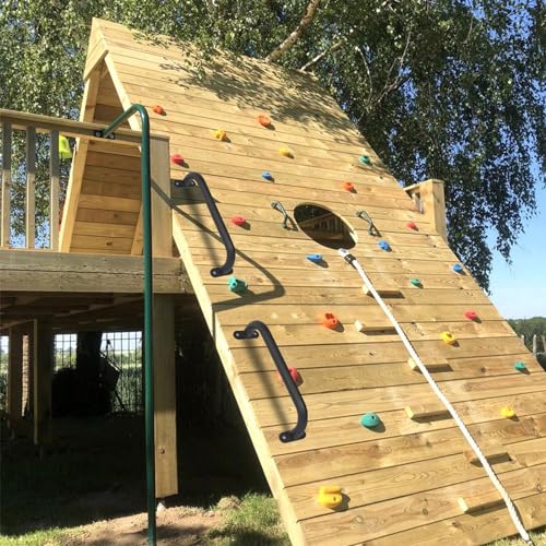 13'' Black Playground Handles Safety Grab Bar Indoor & Outdoor 2pcs | Heavy Duty Solid Metal, Non-Slip Matte Powder Coated, Comfy Secure Handle Bar, Playset Playhouse Climbing Frame Jungle Gym - color: Black - A