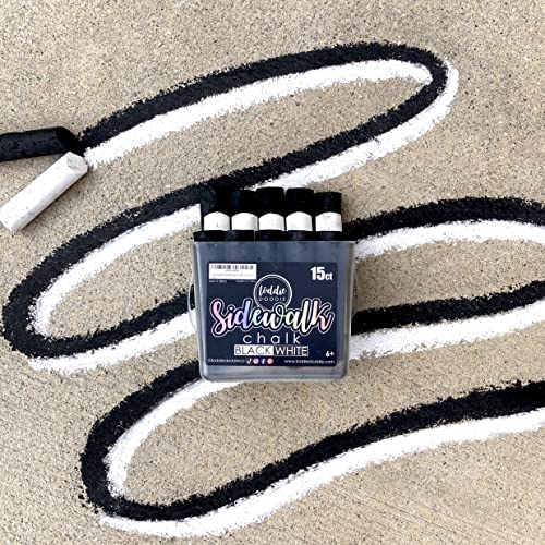 Loddie Doddie Jumbo Chalk Bucket, Sidewalk Chalk, Washable, B&W, 15 Pack | Sidewalk Chalk Bulk, Easy Grip Tapered Sticks, Washable for Easy Cleanup, Sidewalk Chalk for Kids, Outdoor Kids Activities - color: 10 Black. 5 White