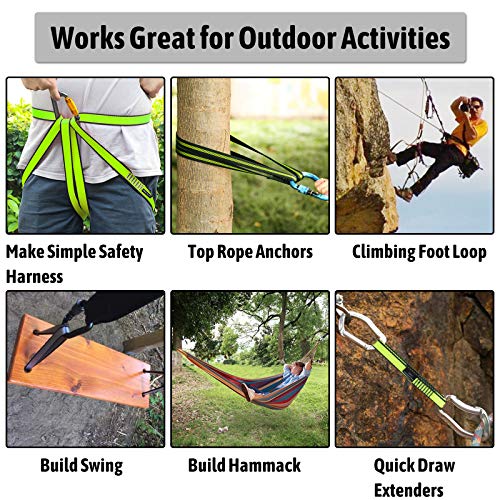 KIKIGOAL 18MM Nylon Climbing Sling Runner 23KN CE2008/EN566 Rock Climbing Webbing Straps for Outdoor Climbing, Rappelling, Swing, Yoga Hammock etc - size: 60 cm (24 inches), style: 2PCS GREY