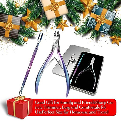 Cuticle Trimmer 3/4 Jaw Extremely Sharp Cuticle Nippers Scissors Stainless Steel Clippers Cutter Remover Pedicure Manicure Nail Tool, cuticle pusher, nail cuticle trimmer professional cuticle cutter - color: Cuticle Nippers+cuticle Pushers/Colorful-s