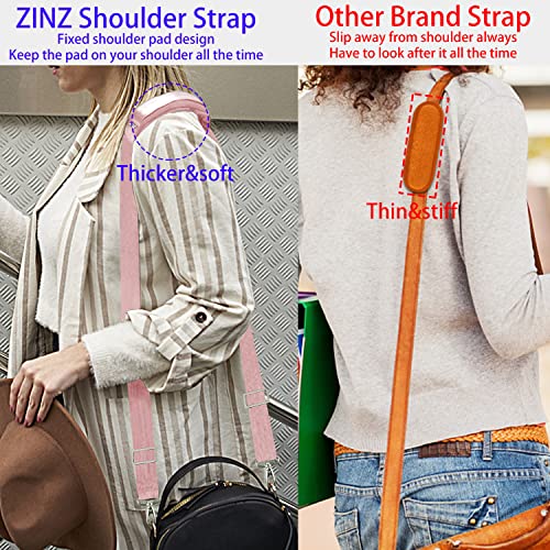 ZINZ Shoulder Strap 58" Ultra-Thick Fixed Padded and Adjustable Buckles Crossbody Strap for Briefcase Laptop Bag Luggage - color: Pink