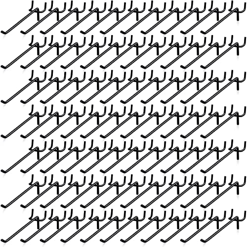 Shimeyao 100 Pcs Peg Board Shelving Hooks Stainless Steel Hanging Board Pegs Wall Display Hooks Bulk for 1/8 1/4 Garage Storage Organizer Accessories (6 Inch,Black) - color: Black, size: 6 Inch