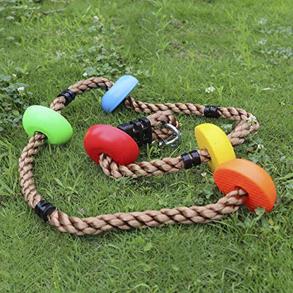 Rainbow Craft Colorful Climbing Rope - 6.5ft with 5 Knotted Foot - Kids Ninja Rope for Ninja Warrior Slackline Obstacle Course Accessories Kids Swing Set Backyard Play