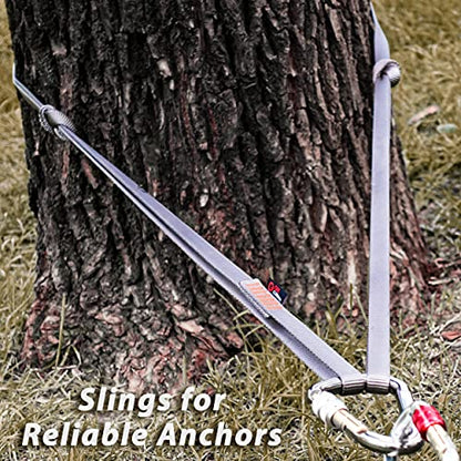 GM CLIMBING 16mm Nylon Sling Runner 22kN / 4950lbf CE UIAA Certified - color: Gray, size: 60cm / 24inch | Single Unit