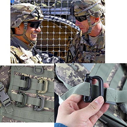 Jadedragon Multipurpose Tactical 360 Rotation D-Ring Clips/Locking Carabiner/Hydration Tube Clips/Elastic String Strap Management Tool for MOLLE Webbing Attachment Backpacks - color: LC-Brown