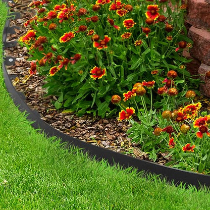 Gardzen 1.5" x33' Landscape Edging Kit with 40 Spikes | Garden Edging Coil for Lawn Borders and Landscape Projects, Easy No Dig Installation with Durable Ground Stakes Included - size: 33ft