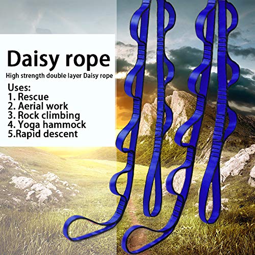 2Pcs Daisy Chain Rope High Strength Nylon Loops Adjustable Yoga Pilates Rope Swing Extension Straps Strong Daisy Chains (Blue)