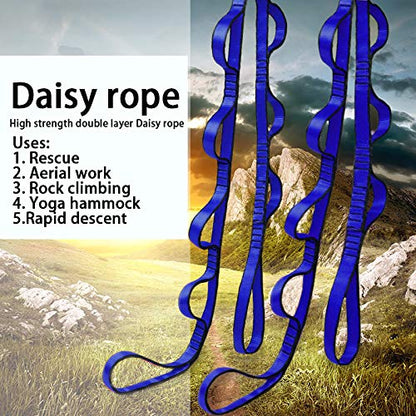 2Pcs Daisy Chain Rope High Strength Nylon Loops Adjustable Yoga Pilates Rope Swing Extension Straps Strong Daisy Chains (Blue)