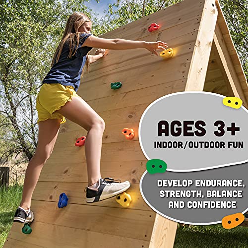 Squirrel Products Rock Climbing Holds for Kids, Deluxe Extra Large Climbing Rocks with Mounting Hardware - DIY Rock Wall Indoor & Outdoor Playground Accessories Wall Climbing Kit - Ages 3+ - style: 10 Pack