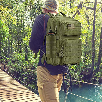 FRTKK Tactical MOLLE Water Bottle Pouch with Drawstring Open Top & Mesh Bottom, Military Water Bottle Holder Bag Sports Travel Hydration Carrier - color: Army green