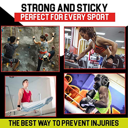 Athletic Tape Extremely Strong: 11 Rolls + 3 Finger Tape. Easy to Apply & No Sticky Residue. Sports Tape for Boxing, Football or Climbing. Enhance Wrist, Ankle & Hand Protection Now
