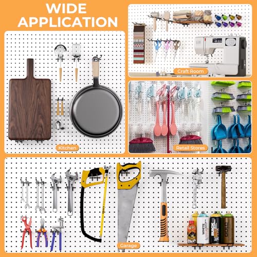 INCLY 4/6 Inch Black Pegboard Hooks, 36 Pack Heavy Duty Double Arm Peg Board Straight Hooks, Peg Board Tool Hangers Fit for 1/4" Pegboard Garage Hanging Tools, Craft Organizing, Kitchen, Store - color: Black