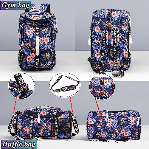 Gym Duffle Bag Backpack with Shoe Compartment,4 ways Travel Backpack for Women and Men,Multi-Functional Weekender bag with Waterproof Layer&Laptop Compartment for Fitness, Travel,Camping - color: Orange