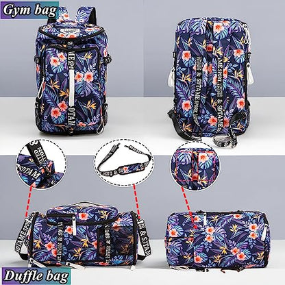 Gym Duffle Bag Backpack with Shoe Compartment,4 ways Travel Backpack for Women and Men,Multi-Functional Weekender bag with Waterproof Layer&Laptop Compartment for Fitness, Travel,Camping - color: Orange