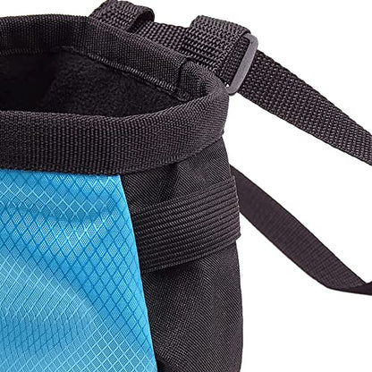 Drawstring Chalk Bag with Waistband for Rock Climbing Bouldering Weight Lifting Rock Climbing Bag Chalkbag Gymnastics Kit - color: Blue