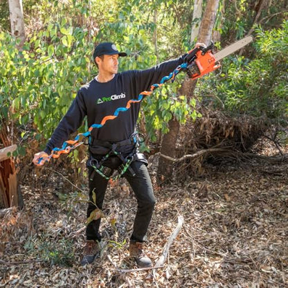 Chainsaw Lanyard for Tree Climbing-ANSI 121-2018 Certified,5ft Extended Reach,Compact 21” Storage,Heavy-Duty 15lb Capacity,Ideal for Arborists&Utility Work,Fits Top Handle Chainsaws