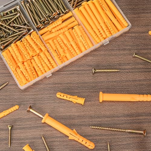 Aovchei 86pcs Drywall Anchors Kit, 43 Plastic Anchors and 43 Screws | 3 Size #8 * 40#8 * 60#8 * 80, Wall Hanging Kit for Hanging Picture Frame, Shelf Brackets, Curtain Rod - size: #8*40 #8*60 #8*80