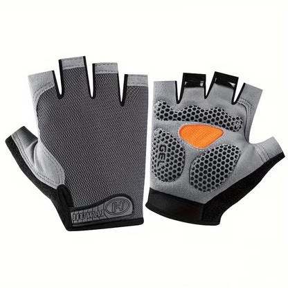 Breathable Half Finger Gloves – Silicone Anti-Slip Palm for Cycling, Gym, Weightlifting & Climbing, Callus Protection - color: Lcsst01 Gray, size: Medium