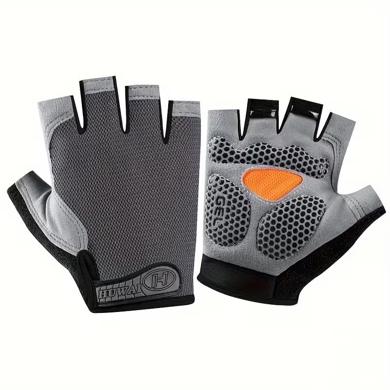 Breathable Half Finger Gloves – Silicone Anti-Slip Palm for Cycling, Gym, Weightlifting & Climbing, Callus Protection - color: Lcsst01 Gray, size: X-Large