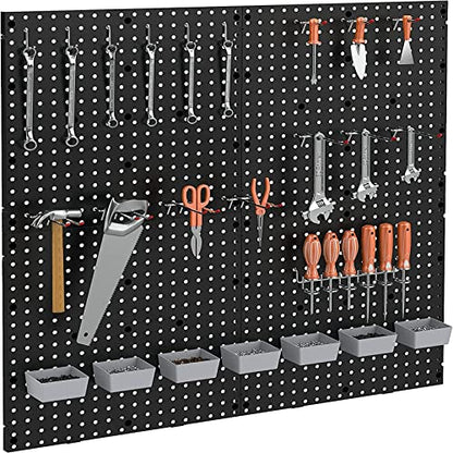 Pegboard Smith 17.75"x17.75" Black Plastic Pegboard Panels, Garage Tool Organization Peg Board, Set of 4