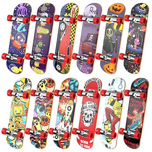 Fingerboard Mini Finger Skateboards 12PCS Professional Finger Boards Set Creative Fingertips Movement, Mini Skateboard Starter Kit Finger Sports Party Favors Novelty - color: 12 Packs