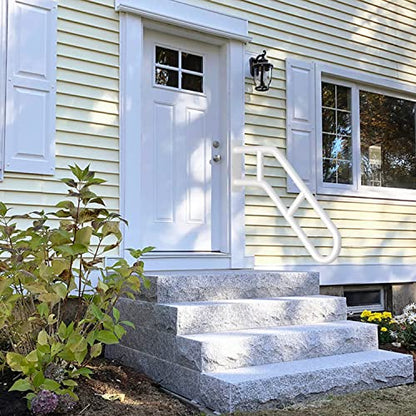 Upgraded Stair Handrails for 1-3 Steps, Bent Handrails for Outdoor Steps | 27" Wall Mounted Stair Railing U-Shaped Safety Grab Bar with 2 Anti-Skid Crossbar for Garage, Porch, Garden, Yard - size: 27 inch, style: Bent White 1 Pack