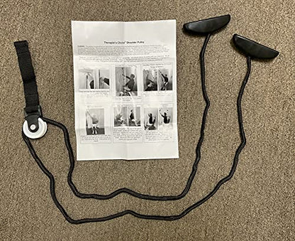 Therapist’s Choice® Shoulder Pulley, Over The Door, with Patient Guide. Aids Recovery and Rehabilitation of Shoulder, Rotator Cuff, Shoulder Pain, Frozen Shoulder, Pain Free Range of Motion (Black) - color: Black