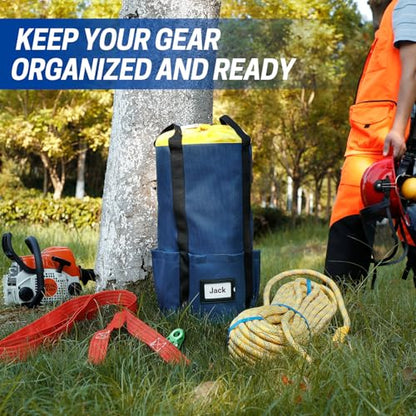 Arborist Rope Bag, Rope Storage Bag with 4 Side Pockets and Handle, Large Capacity Rope Organizer for Tree Climbing Gear and Rigging Equipment