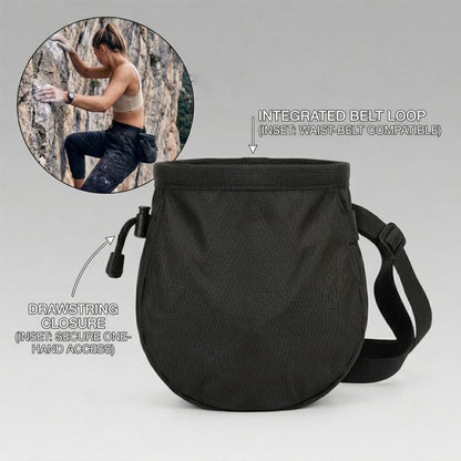 Chalk Bag for Rock Climbing, Bouldering Chalk Bag with Adjustable Belt & Pocket for Gymnastics, Gym, Cross Training, Weightlifting