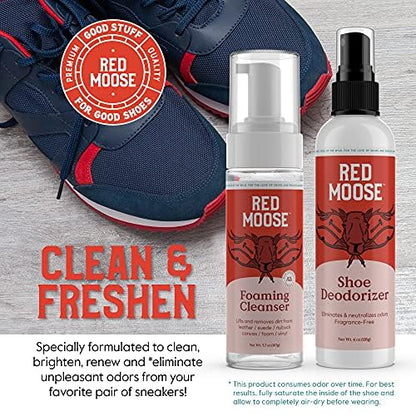 RED MOOSE Shoe & Sneaker Cleaner Kit – Leather, Suede, Nubuck, Canvas & White Shoes with Brush, Foam & Cloth, Made in USA - color: 6 Pcs Kit-red + Black