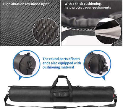 HEMMOTOP Tripod Bag, 47x7in All Sides Thick Tripod Carrying Case with Shoulder Strap and Handle, Heavy Duty Light Stand Bag with Two Zippered Pockets for Pool Cue, Speaker Stand -R12018 - size: 47" L x 7" D