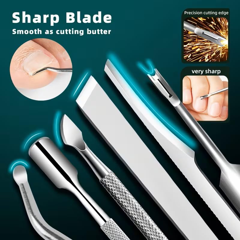 5pcs Stainless Steel Pedicure Tool Set with Travel Case - Foot File, Rasp, Exfoliator for Smooth Skin, Callus Removal, Cuticle Care for Men, Women