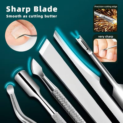 5pcs Stainless Steel Pedicure Tool Set with Travel Case - Foot File, Rasp, Exfoliator for Smooth Skin, Callus Removal, Cuticle Care for Men, Women