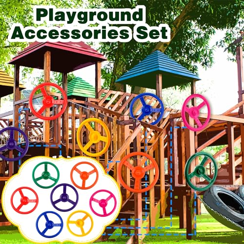 2 Pack Steering Wheel Playset Plastic Pirate Ships Wheel with Mounting Tools for Kids Playground Outdoor Gym (Purple, Yellow) - color: Purple, Yellow