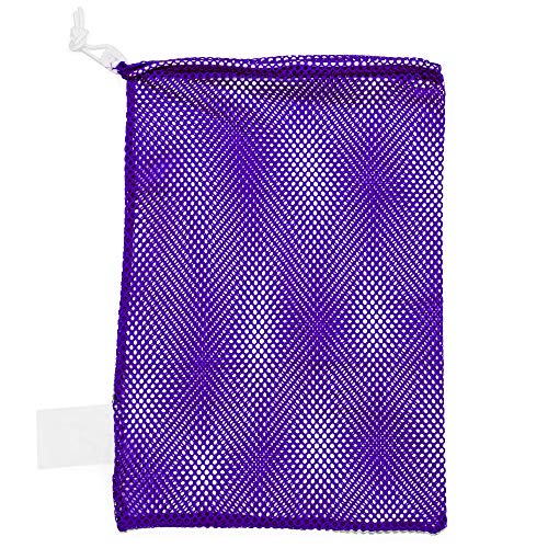 Champion Sports Mesh Equipment Bag – Heavy-Duty Nylon Drawstring Bag with Lock & ID Tag, Breathable Storage Sack for Balls, Swim Gear, Laundry & Toys, Multiple Sizes & Colors - color: Purple, size: 12" x 18"
