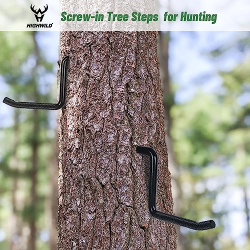 Highwild 4-Inch Screw-in Tree Step Blinds Step Up Climbing Tree - Pack of 8 | 800 LBS Rated Anti-Slip Climbing Steps with Sharp Self-Tapping Threads and Knurled Grip for Hunting