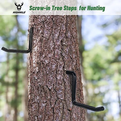 Highwild 4-Inch Screw-in Tree Step Blinds Step Up Climbing Tree - Pack of 8 | 800 LBS Rated Anti-Slip Climbing Steps with Sharp Self-Tapping Threads and Knurled Grip for Hunting
