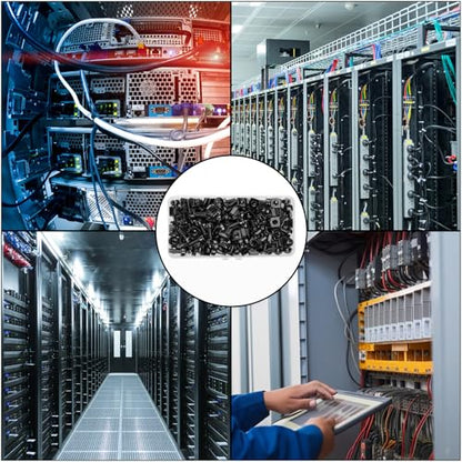 110 Pcs/55 Set Rack Mount Screws and Cage Nuts for Rack Mount Server Cabinet, Black Carbon Steel Rack Screws and Cage Nuts with Washers, M6 x 20 mm for Server Racks, Shelves, Cabinets - color: black