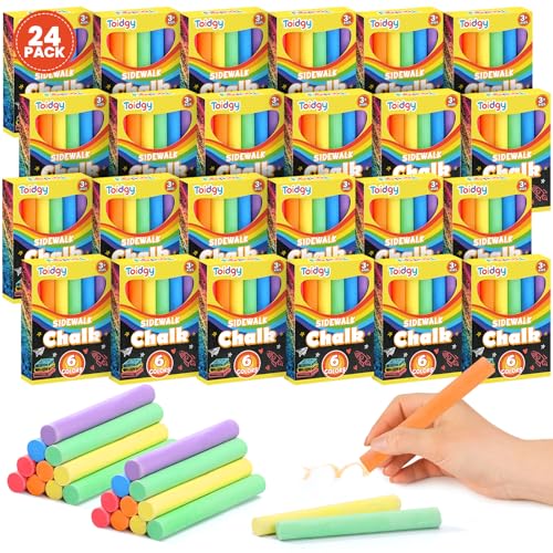 Toidgy 288 Count Mini Chalk Set for Kids (24 Boxes), Nontoxic Sidewalk Chalk Bulk for Kids, Sidewalk Chalks Party Favors for Boys and Girls, Art Classroom Prizes Supplies, Goodie Bag Fillers