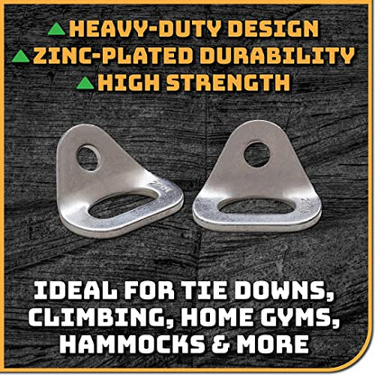 26kN Climbing Wall Bolt Hanger/Anchor/Tiedown for 3/8" Screw/Bolt Ideal for Rock Climbing and Home Gyms, Hammocks, Trailer Tie-Downs. Robust, Load-Bearing Steel Tie-Off - size: Two-Pack